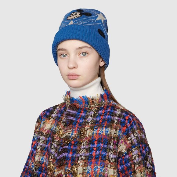 Gucci x Disney Jacquard-knit Beanie Hat in Blue - Picture 4 of 4